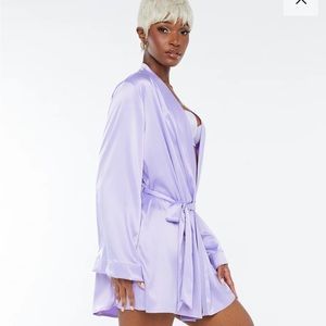 NWT SavagexFenty Satin Robe with Lightning Bolt